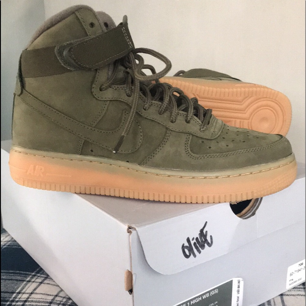 Air Force One youth size 5.5. Color Olive Green.